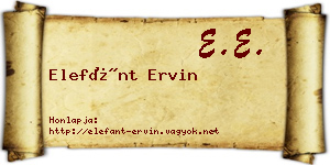 Elefánt Ervin névjegykártya